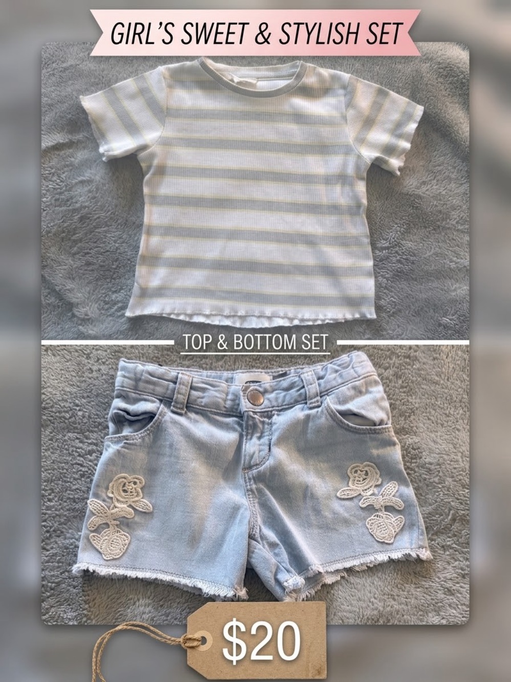 Girls Size 4T Outfit Bundle | Jessica Simpson Tee & Old Navy Denim Shorts